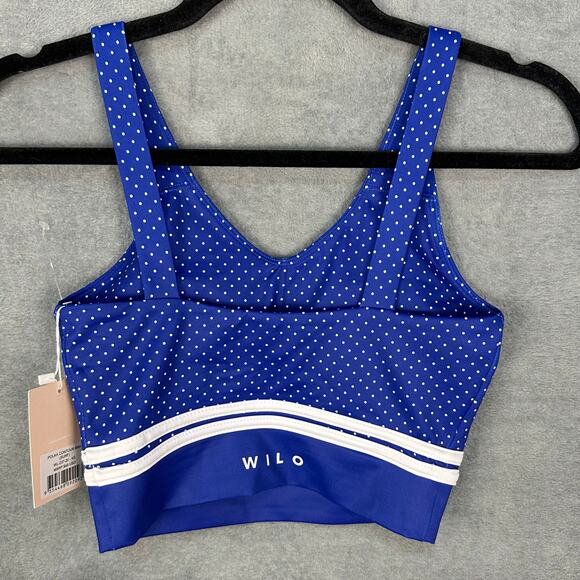 Wilo Sports Bra Women Extra Small Blue White Polka Dot Contour Padded Gym Active - Picture 5 of 11